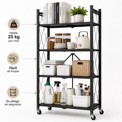 📦🏠 Organizador Metálico 4 Niveles con Ruedas
