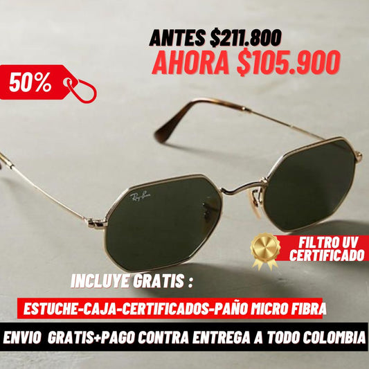 Lentes De Sol Octagonales 🎁Caja+Estuche+Paño 🎁