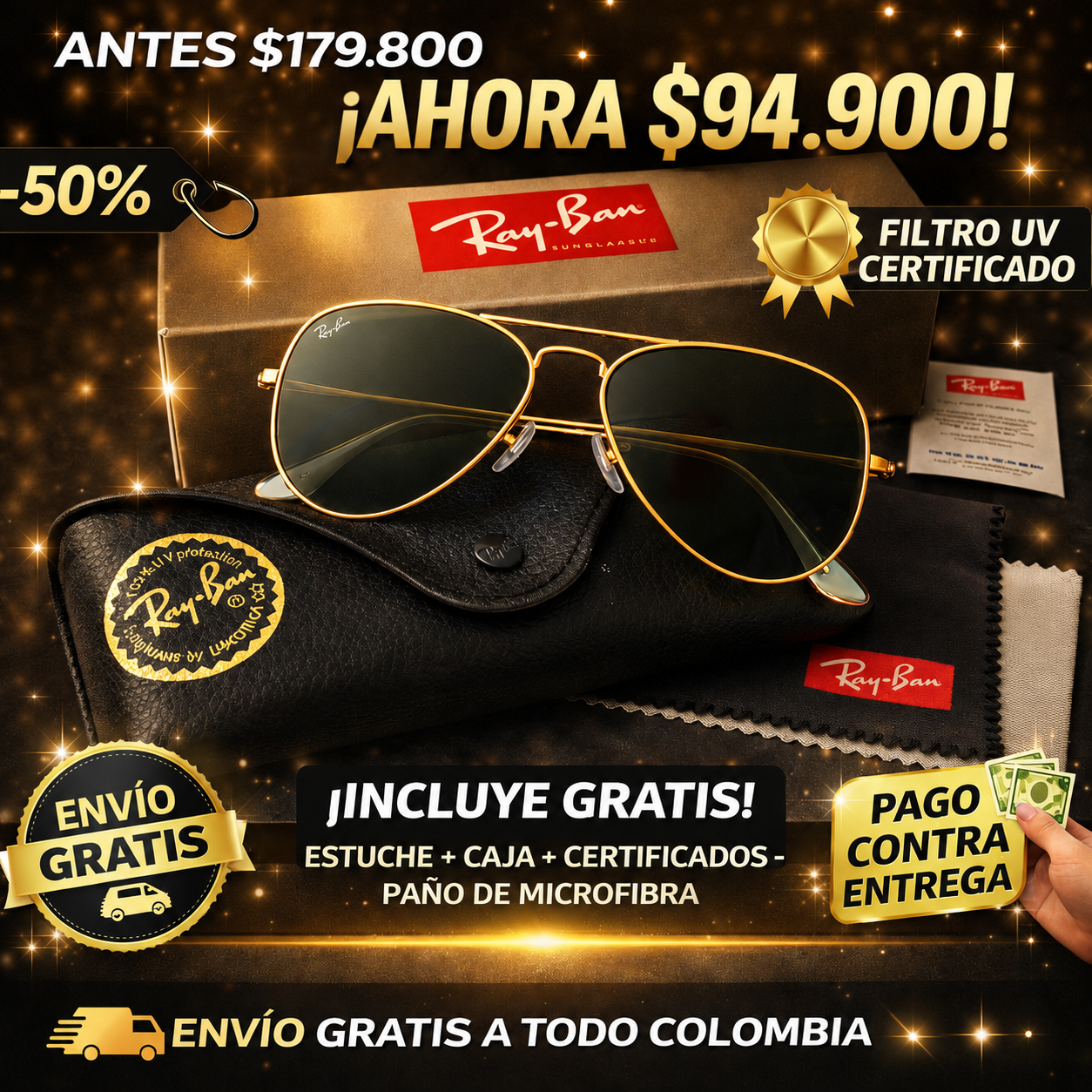🚨Gafas De Sol Aviador Clásicas Unisex😍